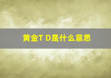 黄金T D是什么意思